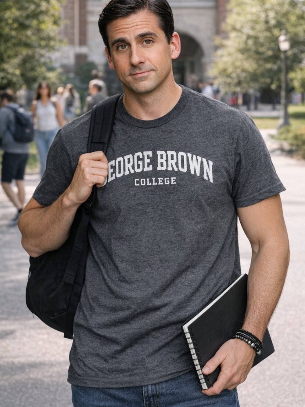 Roots Canada George Brown College T-Shirt XL Heather Charcoal Alumni